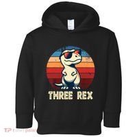 3 Rex Dinosaur 3rd Birthday Boy Girl Three Rex Birthday Toddler Hoodie thumb 0