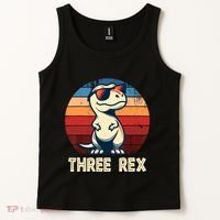 3 Rex Dinosaur 3rd Birthday Boy Girl Three Rex Birthday Tank Top thumb 2