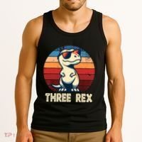 3 Rex Dinosaur 3rd Birthday Boy Girl Three Rex Birthday Tank Top thumb 3