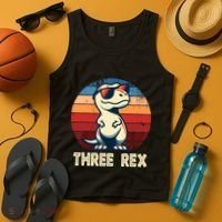 3 Rex Dinosaur 3rd Birthday Boy Girl Three Rex Birthday Tank Top thumb 4