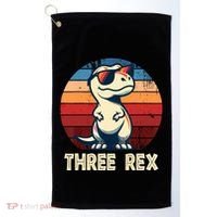 3 Rex Dinosaur 3rd Birthday Boy Girl Three Rex Birthday Golf Towel thumb 0