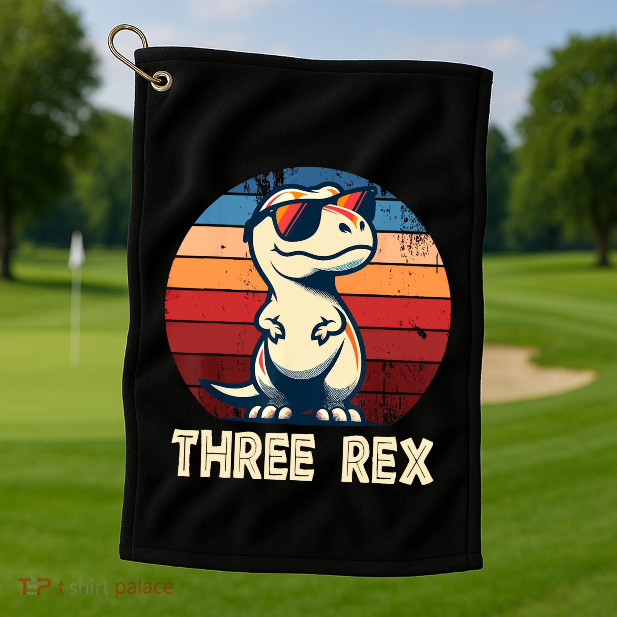 3 Rex Dinosaur 3rd Birthday Boy Girl Three Rex Birthday Golf Towel