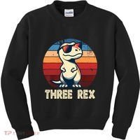 3 Rex Dinosaur 3rd Birthday Boy Girl Three Rex Birthday Kids Sweatshirt thumb 0