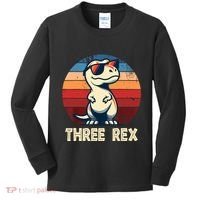 3 Rex Dinosaur 3rd Birthday Boy Girl Three Rex Birthday Kids Long Sleeve Shirt thumb 0
