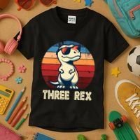 3 Rex Dinosaur 3rd Birthday Boy Girl Three Rex Birthday Kids T-Shirt thumb 3