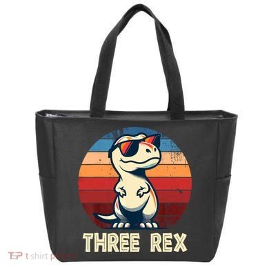 3 Rex Dinosaur 3rd Birthday Boy Girl Three Rex Birthday Tote Bag
