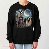 3 Racoon Moon Howling Raccoon Head Funny Women's Sweatshirt thumb 0