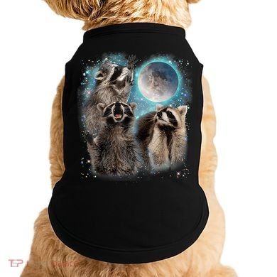 3 Racoon Moon Howling Raccoon Head Funny Doggie Tank