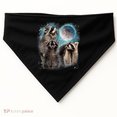 3 Racoon Moon Howling Raccoon Head Funny USA-Made Doggie Bandana