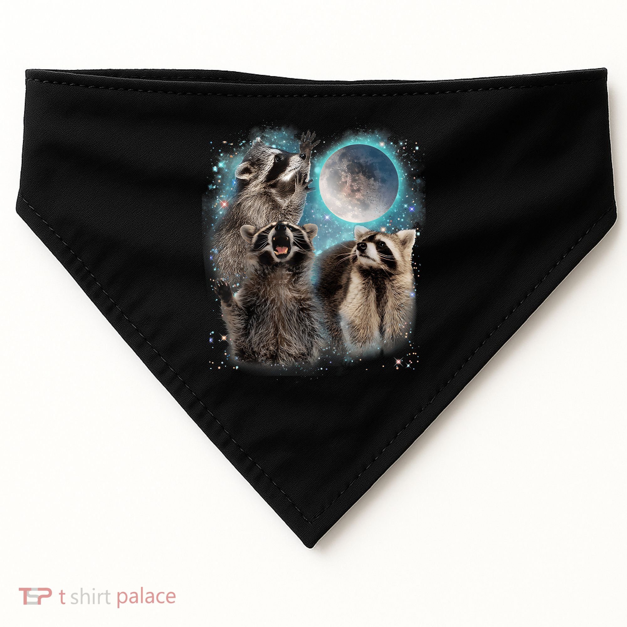 3 Racoon Moon Howling Raccoon Head Funny USA-Made Doggie Bandana