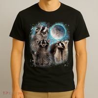 3 Racoon Moon Howling Raccoon Head Funny T-Shirt thumb 3