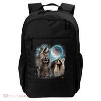 3 Racoon Moon Howling Raccoon Head Funny Backpack thumb 0