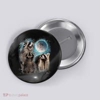 3 Racoon Moon Howling Raccoon Head Funny Button thumb 0