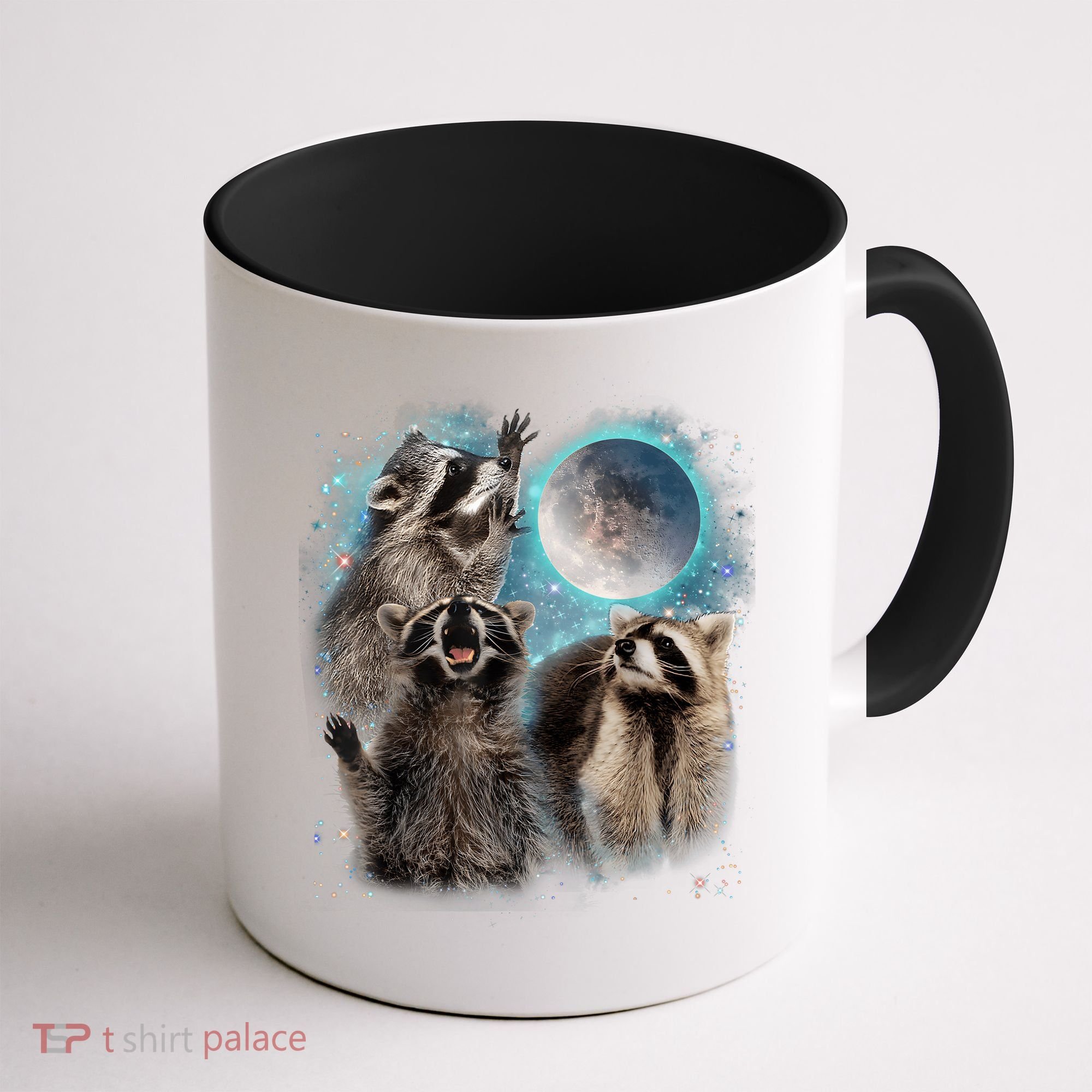 3 Racoon Moon Howling Raccoon Head Funny Coffee Mug