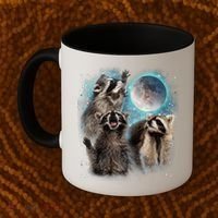 3 Racoon Moon Howling Raccoon Head Funny Coffee Mug thumb 2