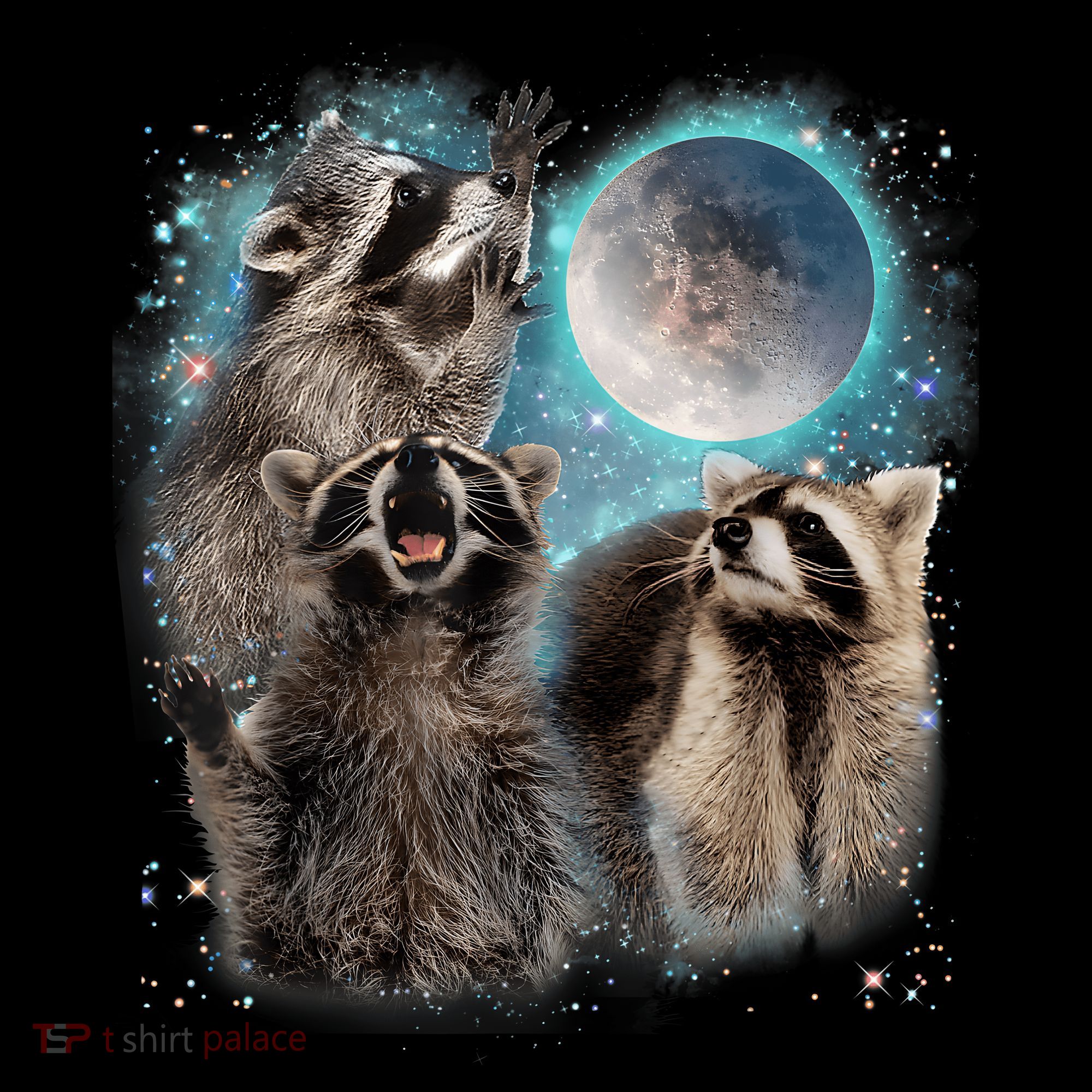 3 Racoon Moon Howling Raccoon Head Funny Coffee Mug