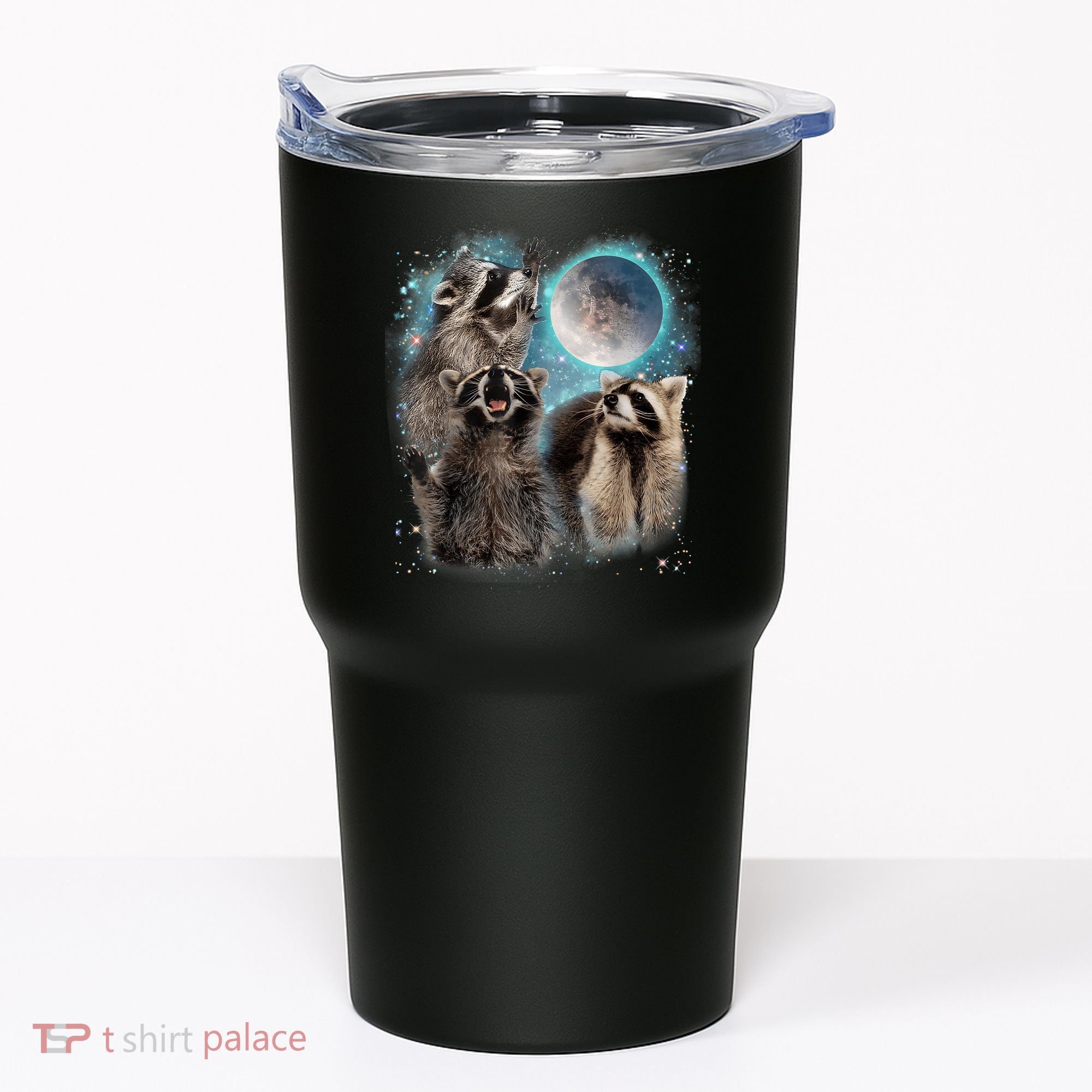 3 Racoon Moon Howling Raccoon Head Funny Tumbler