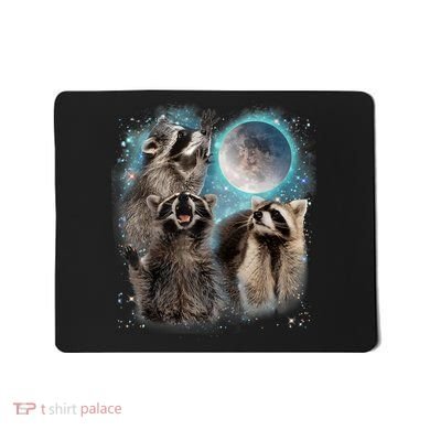 3 Racoon Moon Howling Raccoon Head Funny Mousepad