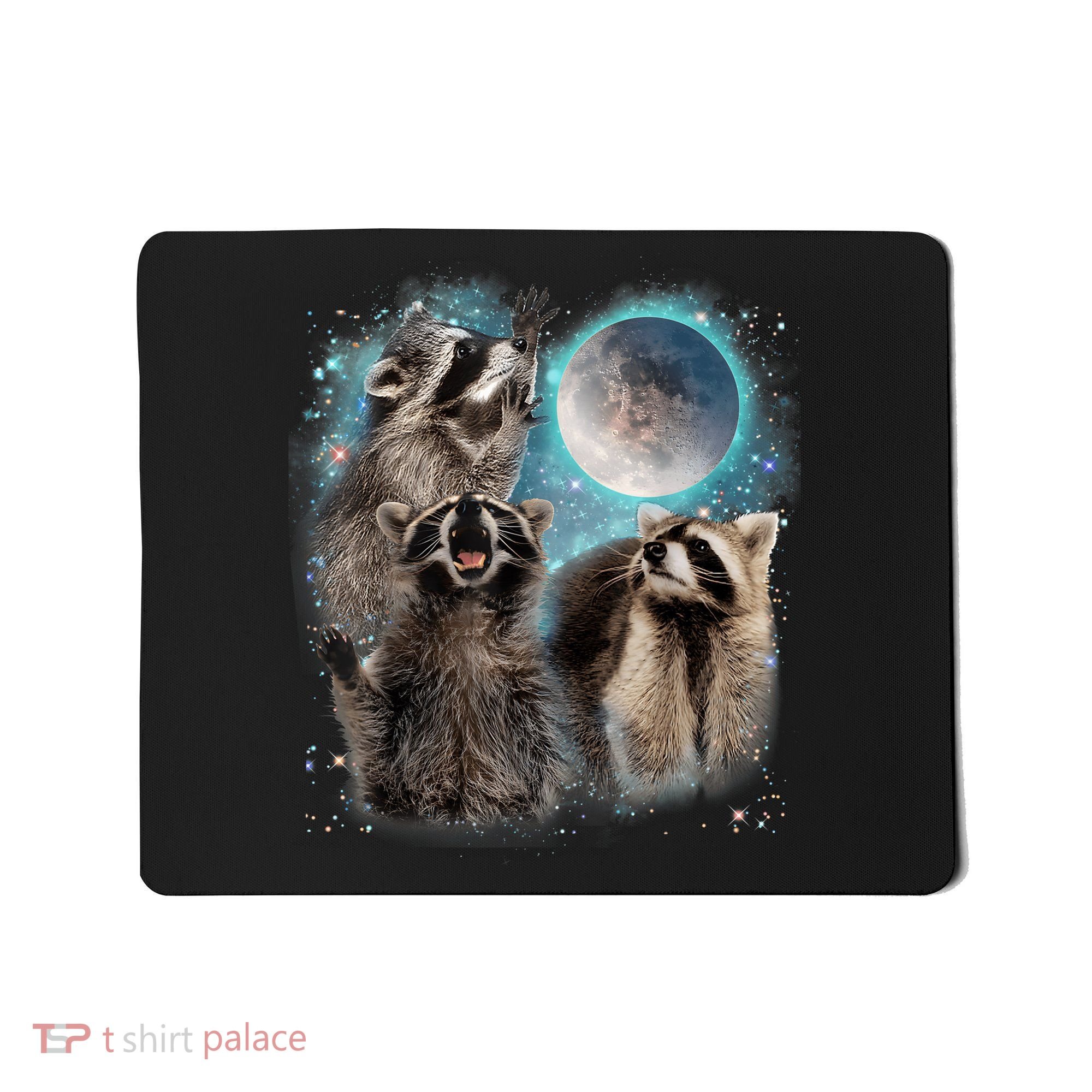 3 Racoon Moon Howling Raccoon Head Funny Mousepad