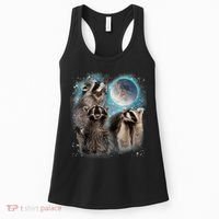 3 Racoon Moon Howling Raccoon Head Funny Women's Tank Top thumb 0