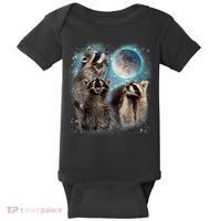 3 Racoon Moon Howling Raccoon Head Funny Baby Bodysuit thumb 0