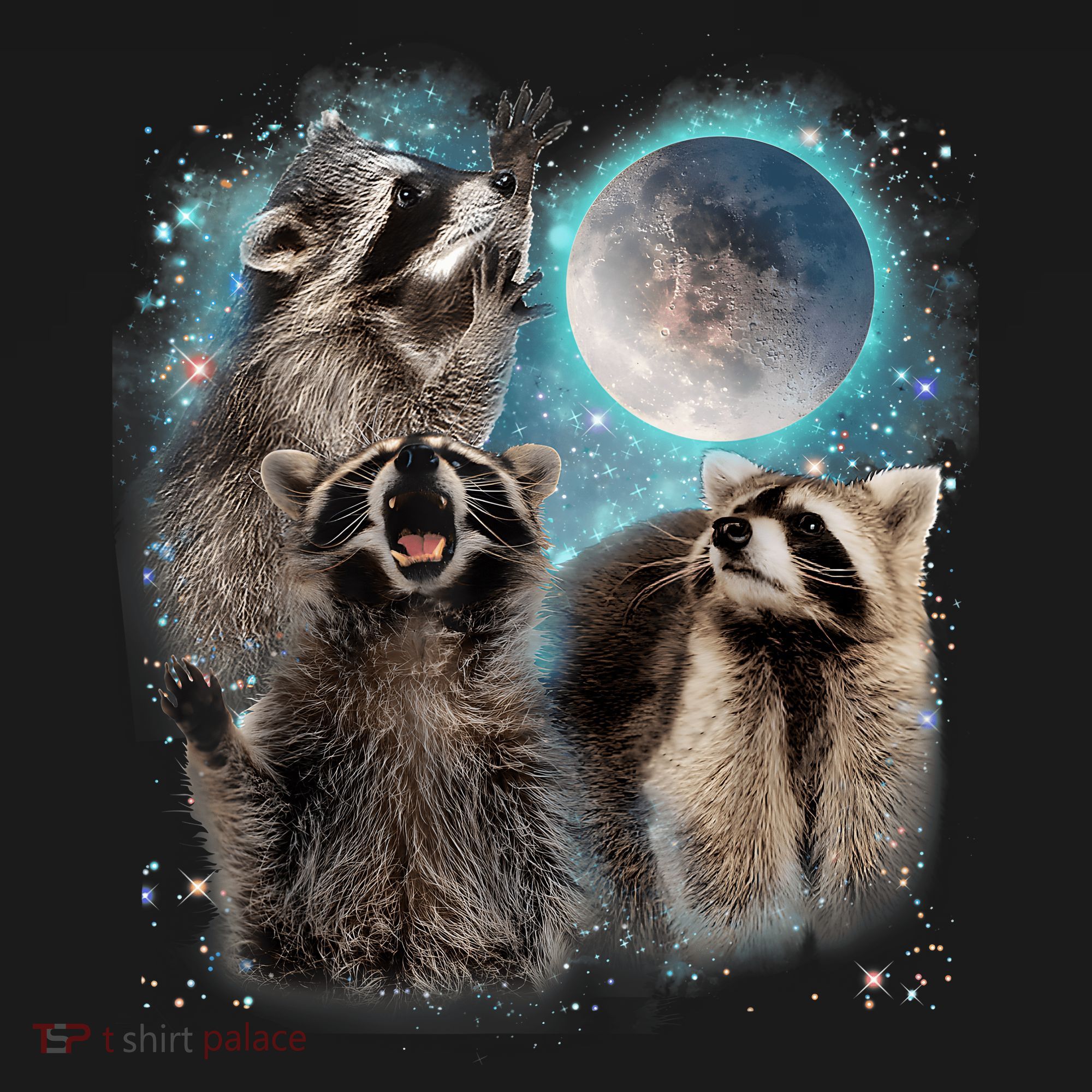 3 Racoon Moon Howling Raccoon Head Funny Baby Bodysuit