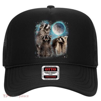 3 Racoon Moon Howling Raccoon Head Funny Hat