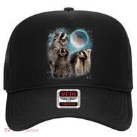 3 Racoon Moon Howling Raccoon Head Funny Hat thumb 0
