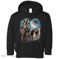 3 Racoon Moon Howling Raccoon Head Funny Toddler Hoodie thumb 0