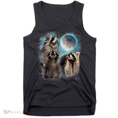 3 Racoon Moon Howling Raccoon Head Funny Tank Top