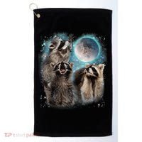3 Racoon Moon Howling Raccoon Head Funny Golf Towel thumb 0