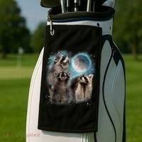3 Racoon Moon Howling Raccoon Head Funny Golf Towel thumb 2