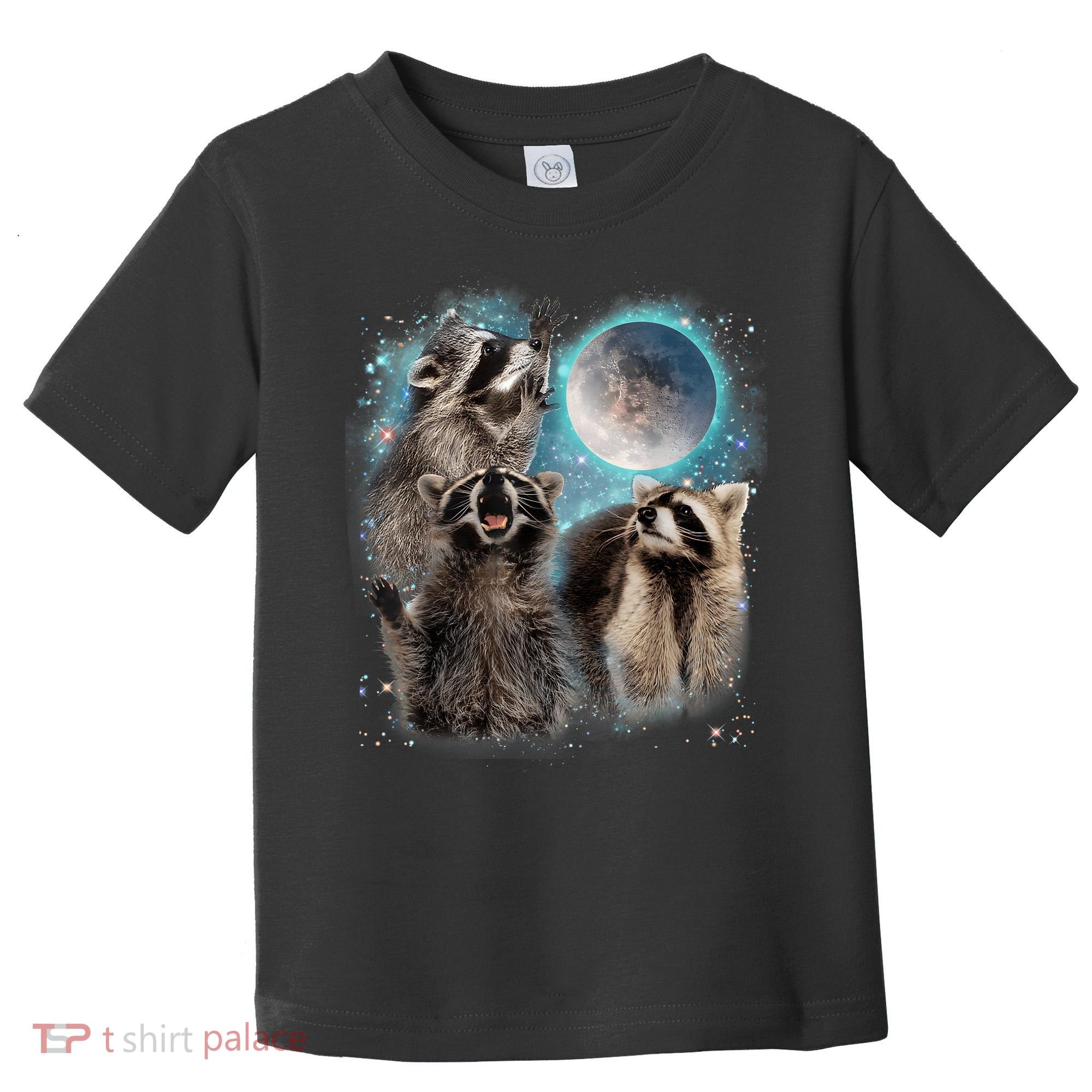 3 Racoon Moon Howling Raccoon Head Funny Toddler T-Shirt