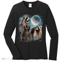 3 Racoon Moon Howling Raccoon Head Funny Women's Long Sleeve Shirt thumb 0