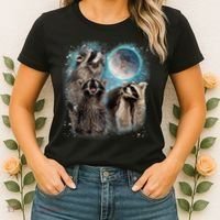 3 Racoon Moon Howling Raccoon Head Funny Women's T-Shirt thumb 2