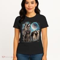 3 Racoon Moon Howling Raccoon Head Funny Women's T-Shirt thumb 4