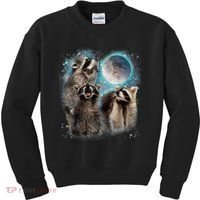 3 Racoon Moon Howling Raccoon Head Funny Kids Sweatshirt thumb 0