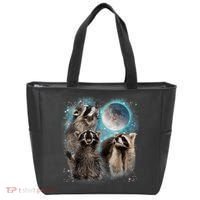 3 Racoon Moon Howling Raccoon Head Funny Tote Bag thumb 0