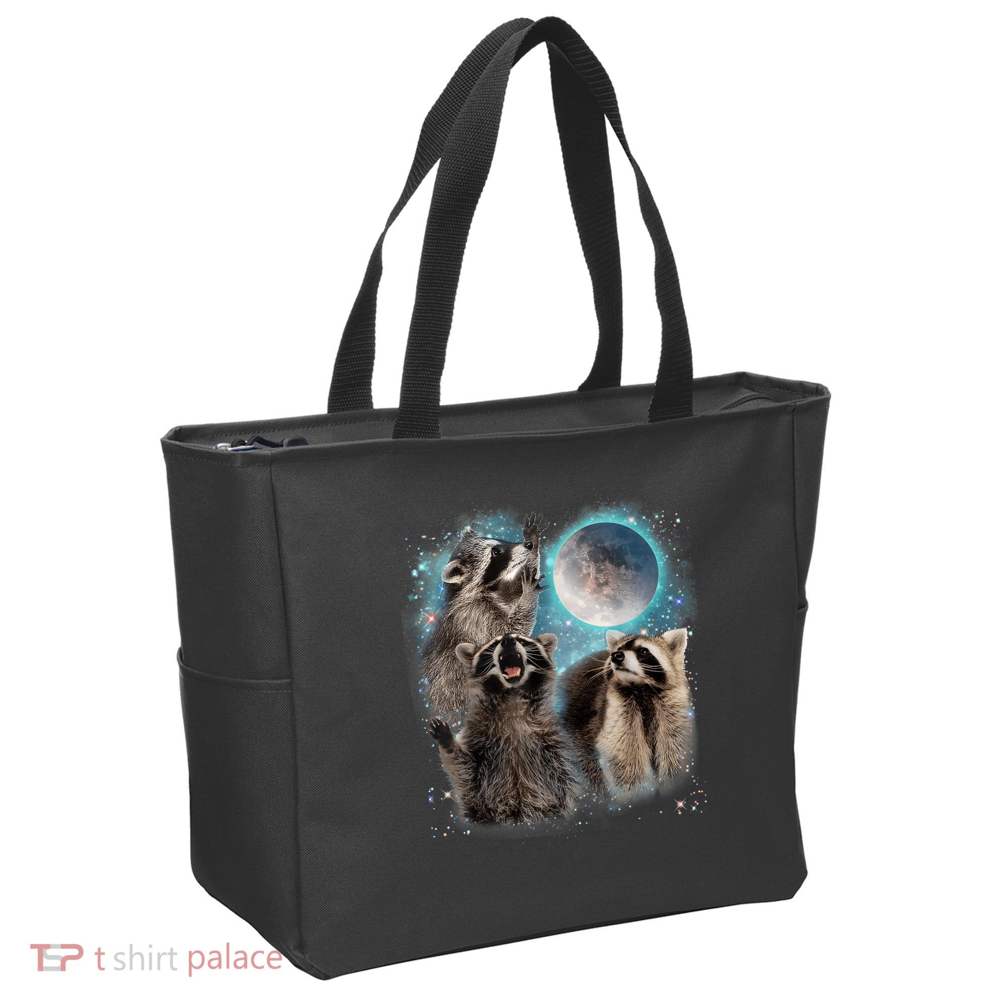 3 Racoon Moon Howling Raccoon Head Funny Tote Bag