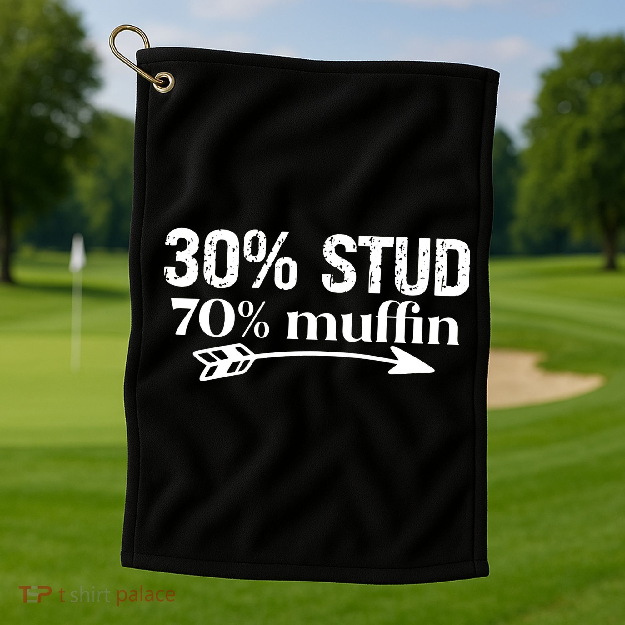 30% Stud 70% Muffin Golf Towel