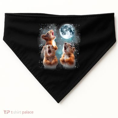 3 Squirrel Moon Howling Squirrel Head Funny USA-Made Doggie Bandana