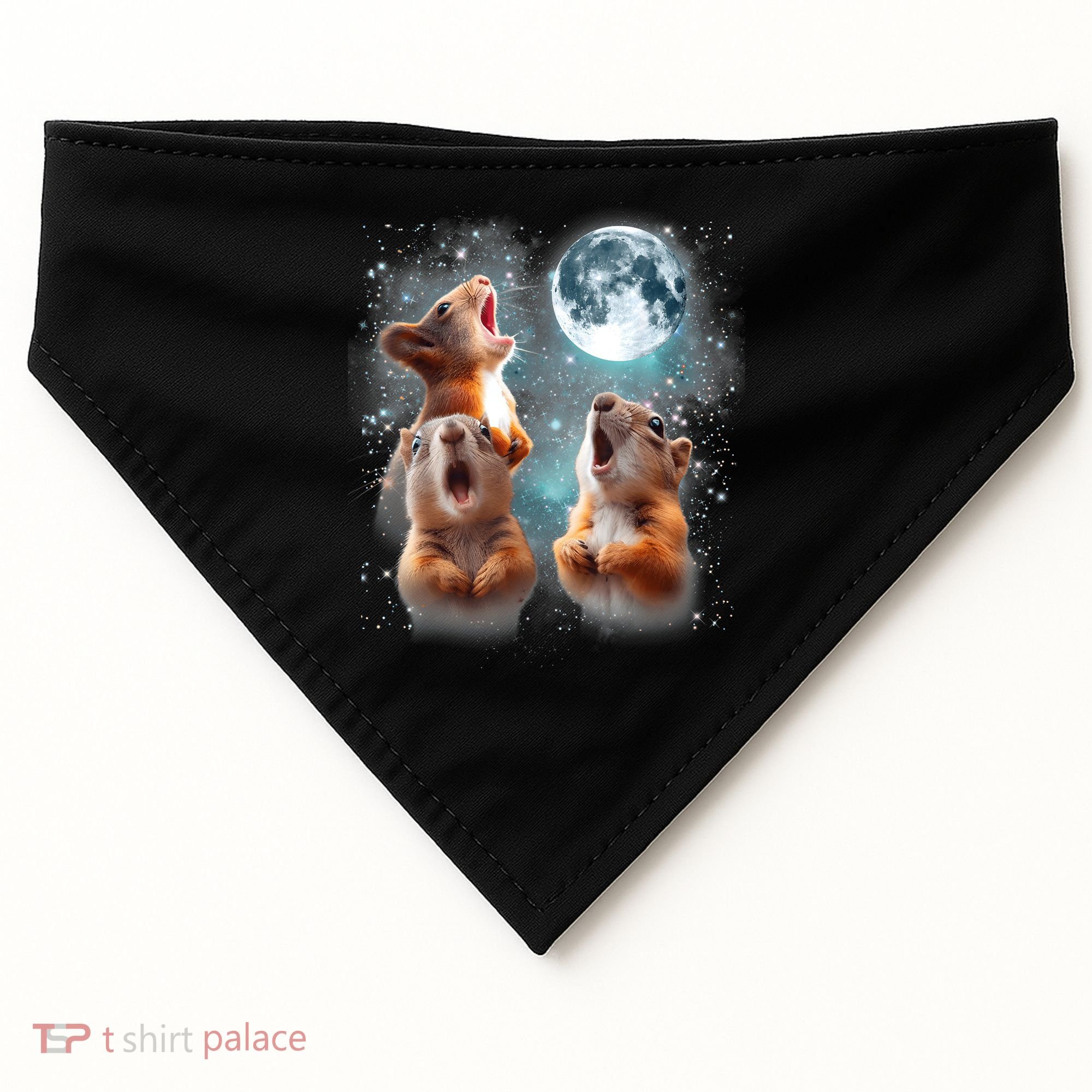 3 Squirrel Moon Howling Squirrel Head Funny USA-Made Doggie Bandana