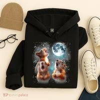 3 Squirrel Moon Howling Squirrel Head Funny Hoodie thumb 4