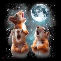 3 Squirrel Moon Howling Squirrel Head Funny Hoodie thumb 7