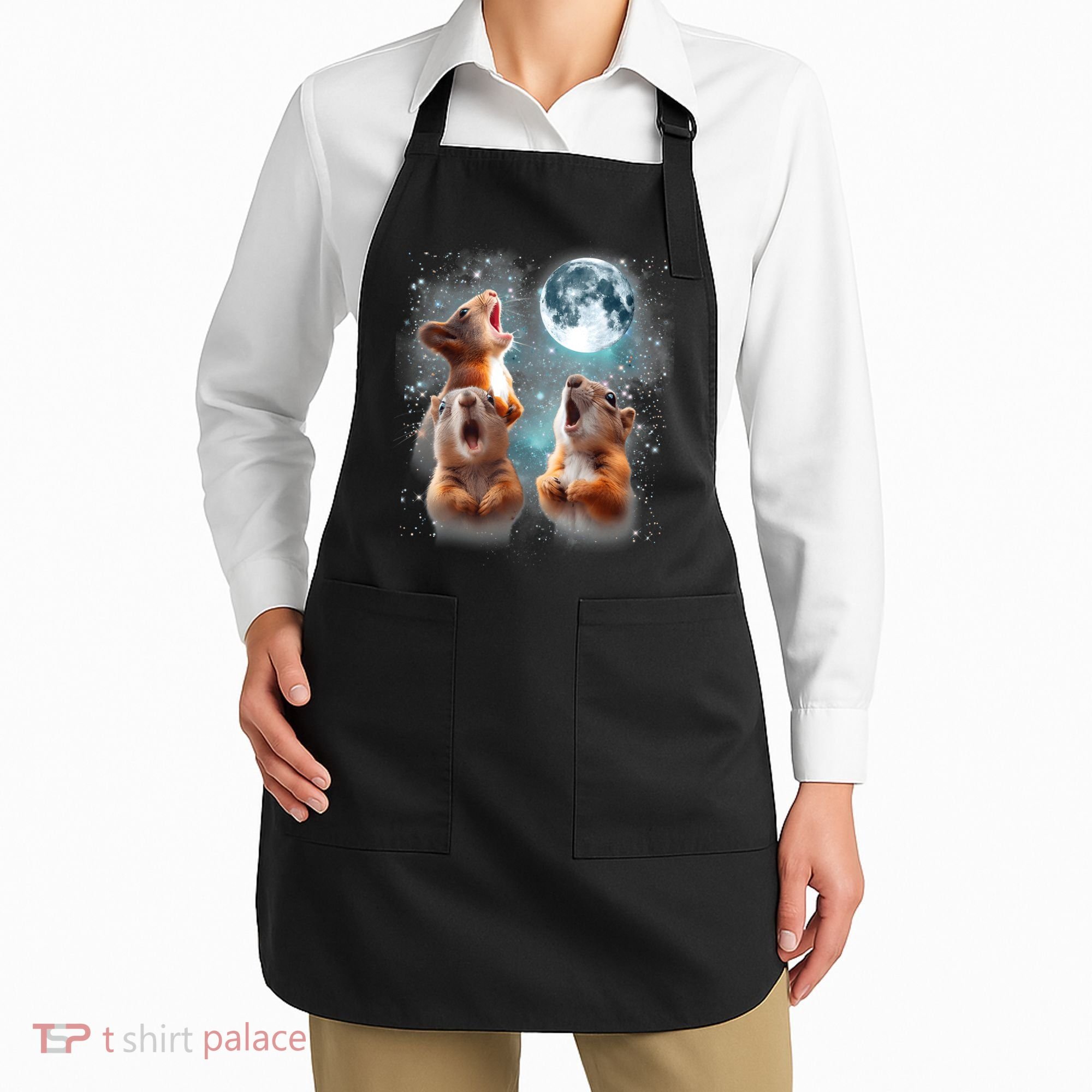 3 Squirrel Moon Howling Squirrel Head Funny Apron