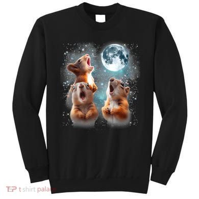 3 Squirrel Moon Howling Squirrel Head Funny Sweatshirt
