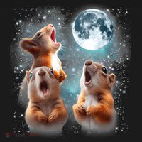 3 Squirrel Moon Howling Squirrel Head Funny T-Shirt thumb 7