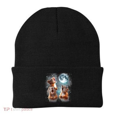 3 Squirrel Moon Howling Squirrel Head Funny Beanie