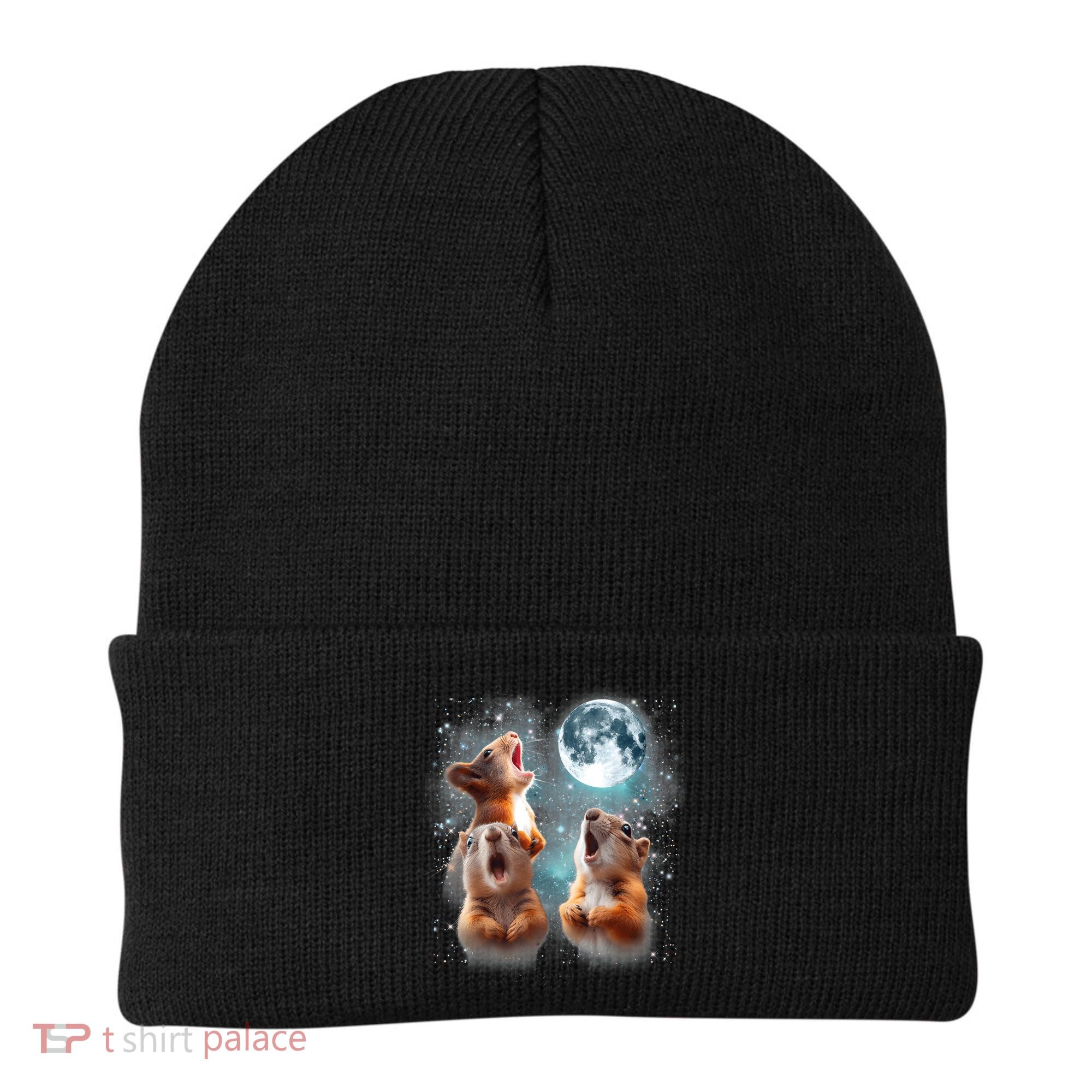 3 Squirrel Moon Howling Squirrel Head Funny Beanie