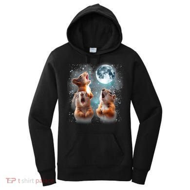 3 Squirrel Moon Howling Squirrel Head Funny Women's Hoodie